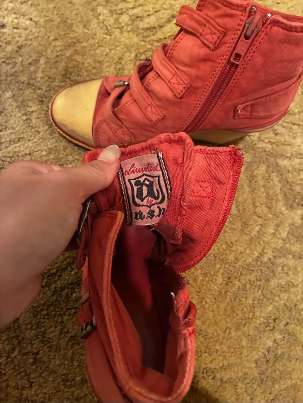 Vintage ASH Red Buckle High-Top Sneakers